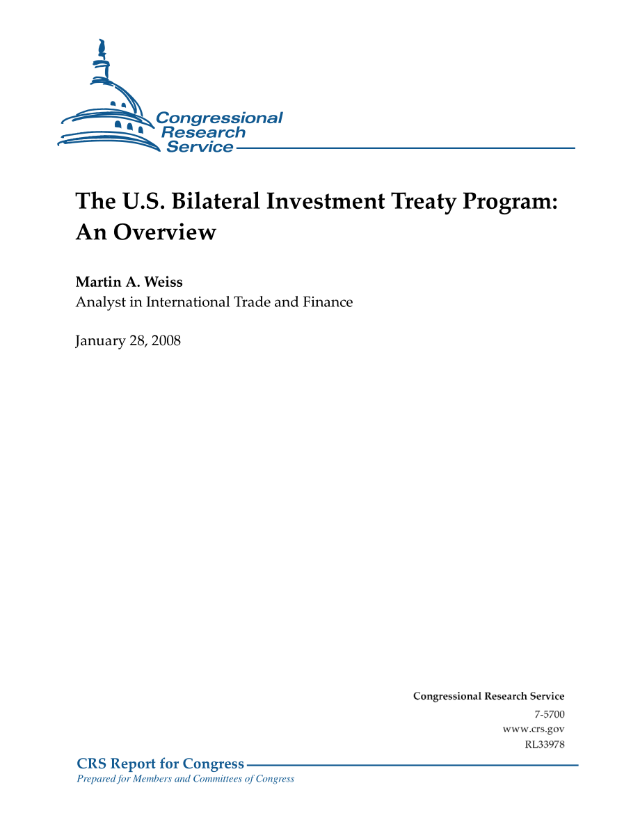 [20080128]RL33978_美国双边投资条约计划：概述.pdf_第1页
