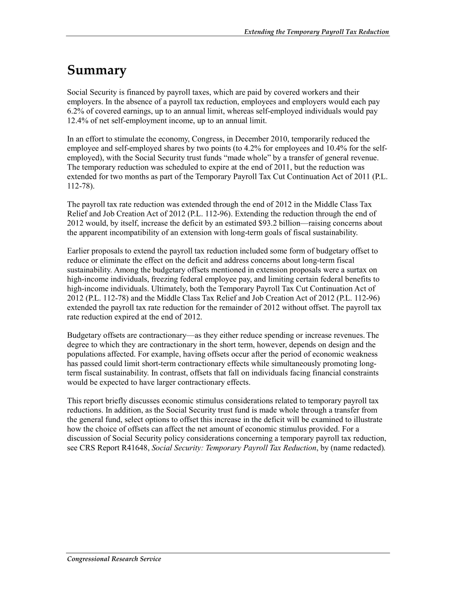 [20130110]R42103_延长临时工资税减免：简述及经济分析.pdf_第2页