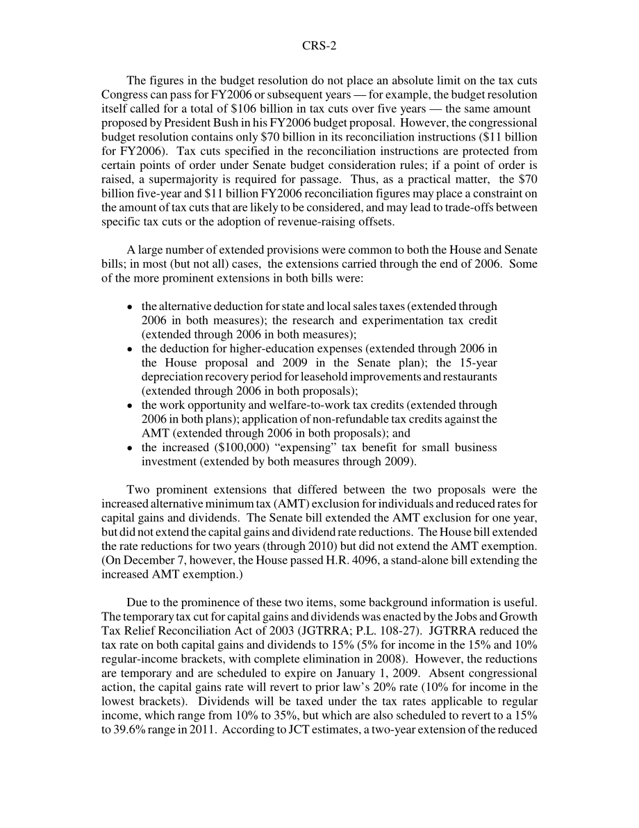[20060609]RS22322_2006财年税收和预算调整：简要总结.pdf_第2页