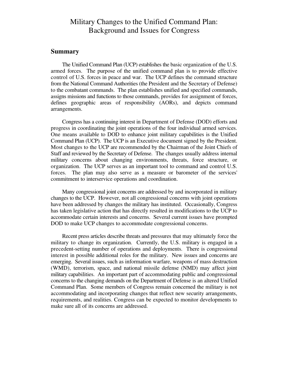 [19990621]RL30245_统一指挥计划的军事变化：国会背景和议题.pdf_第3页