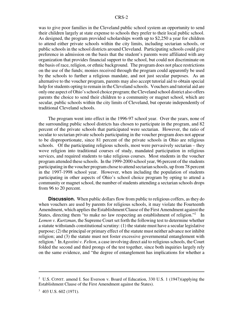 [20020703]RS21254_教育券：最高法院在泽尔曼诉西蒙斯·哈里斯案中的裁决概述.pdf_第2页