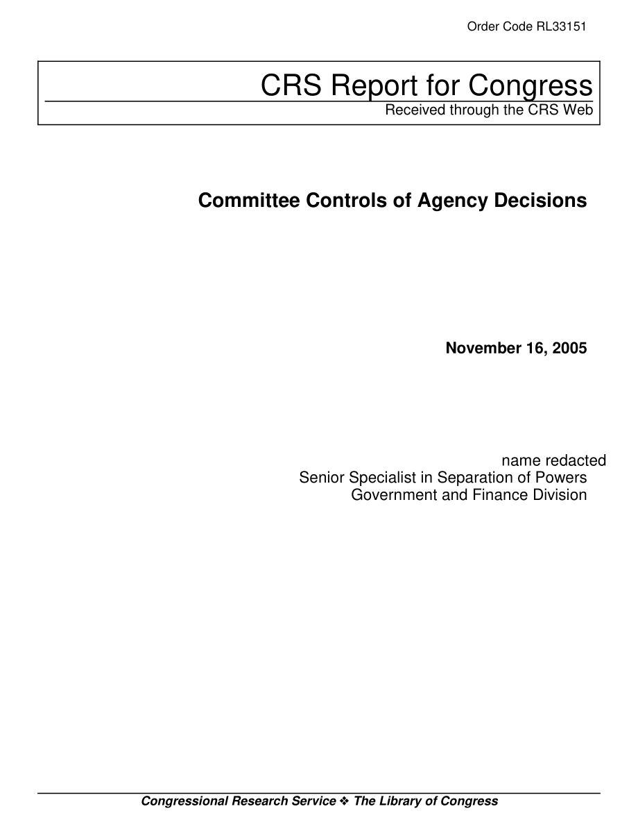 [20051116]RL33151_委员会对机构决策的控制.pdf_第1页