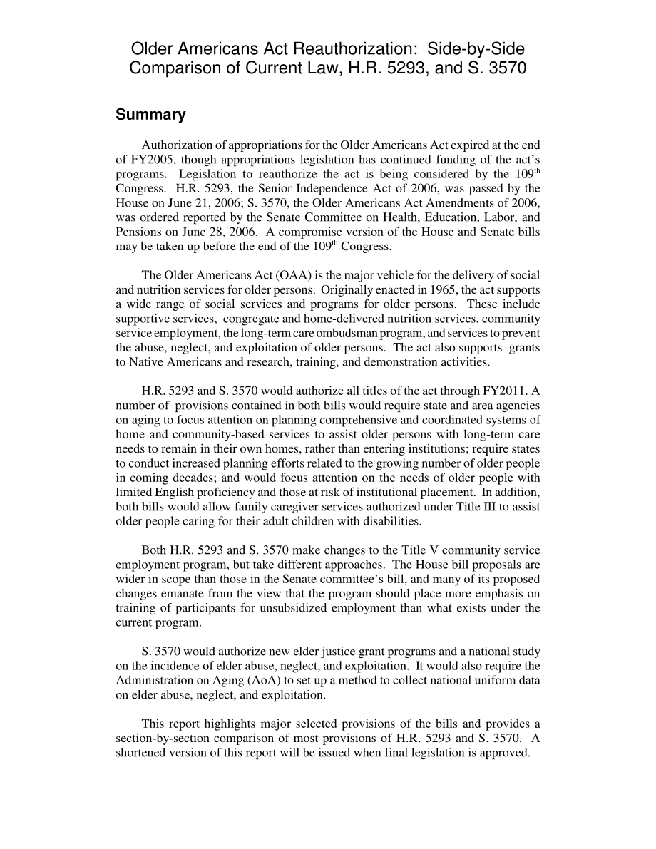 [20060824]RL33660_美国老年人法案重新授权：现行法律的并列比较H.R.5293和S.3570.pdf_第2页