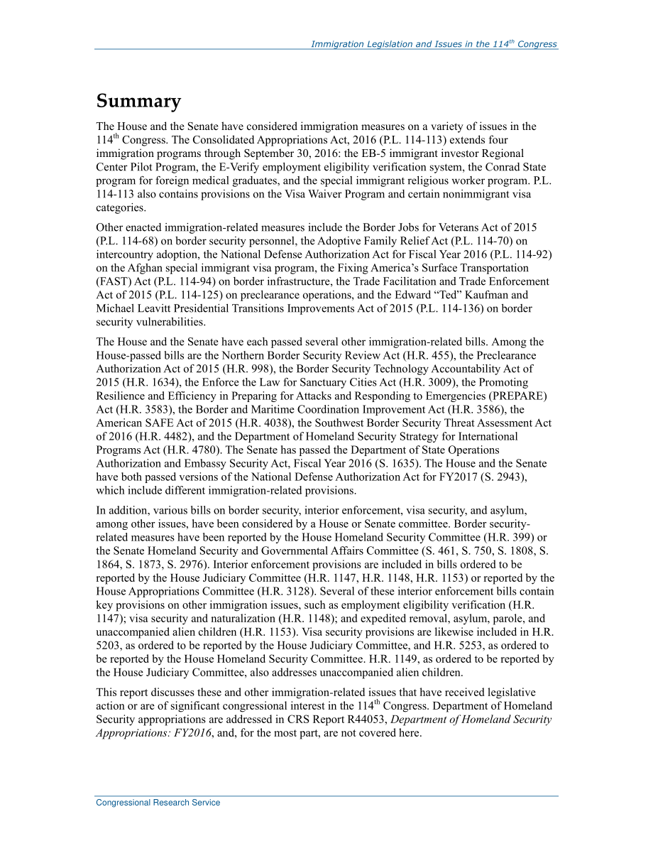 [20160909]R44230_第114届国会移民立法和议题.pdf_第2页