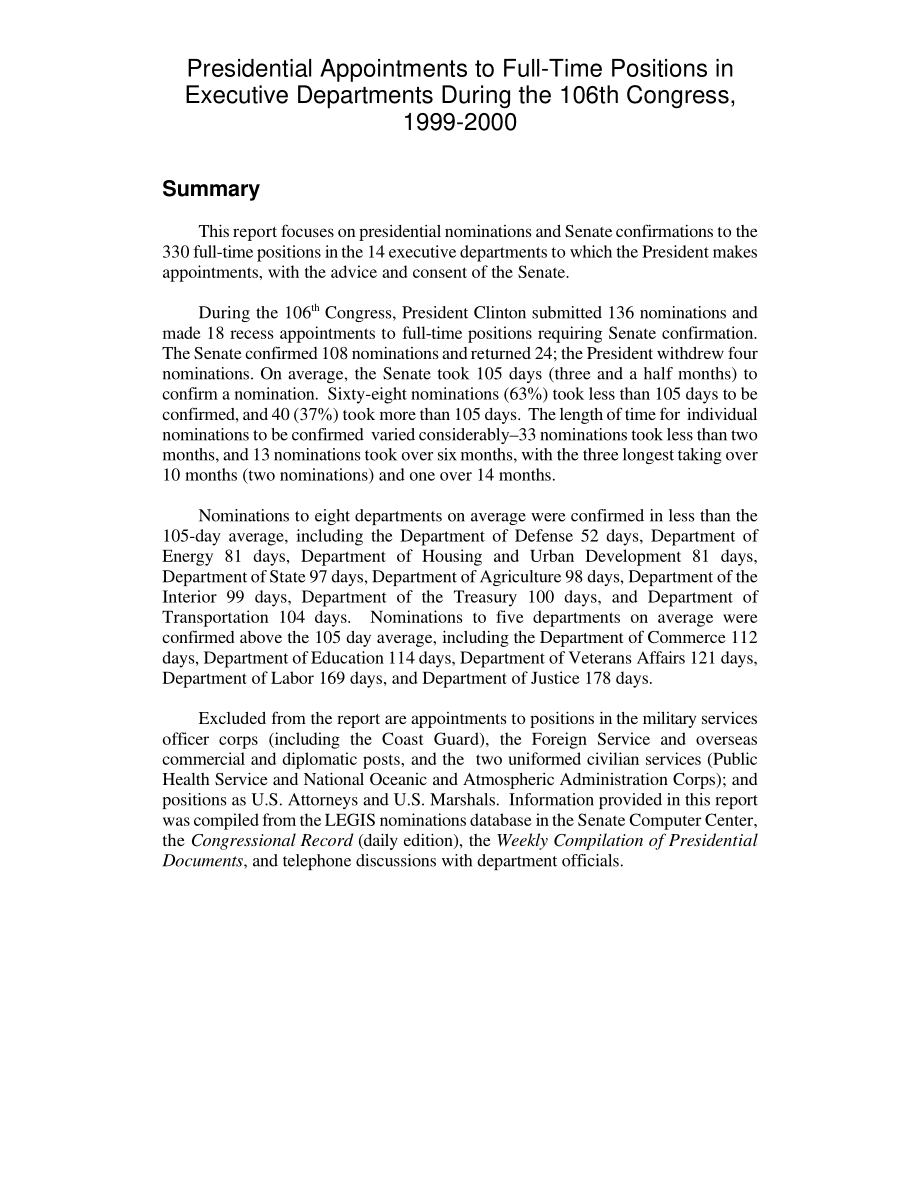 [20010326]RL30524_1999-2000年第106届国会期间总统任命行政部门全职职位.pdf_第2页
