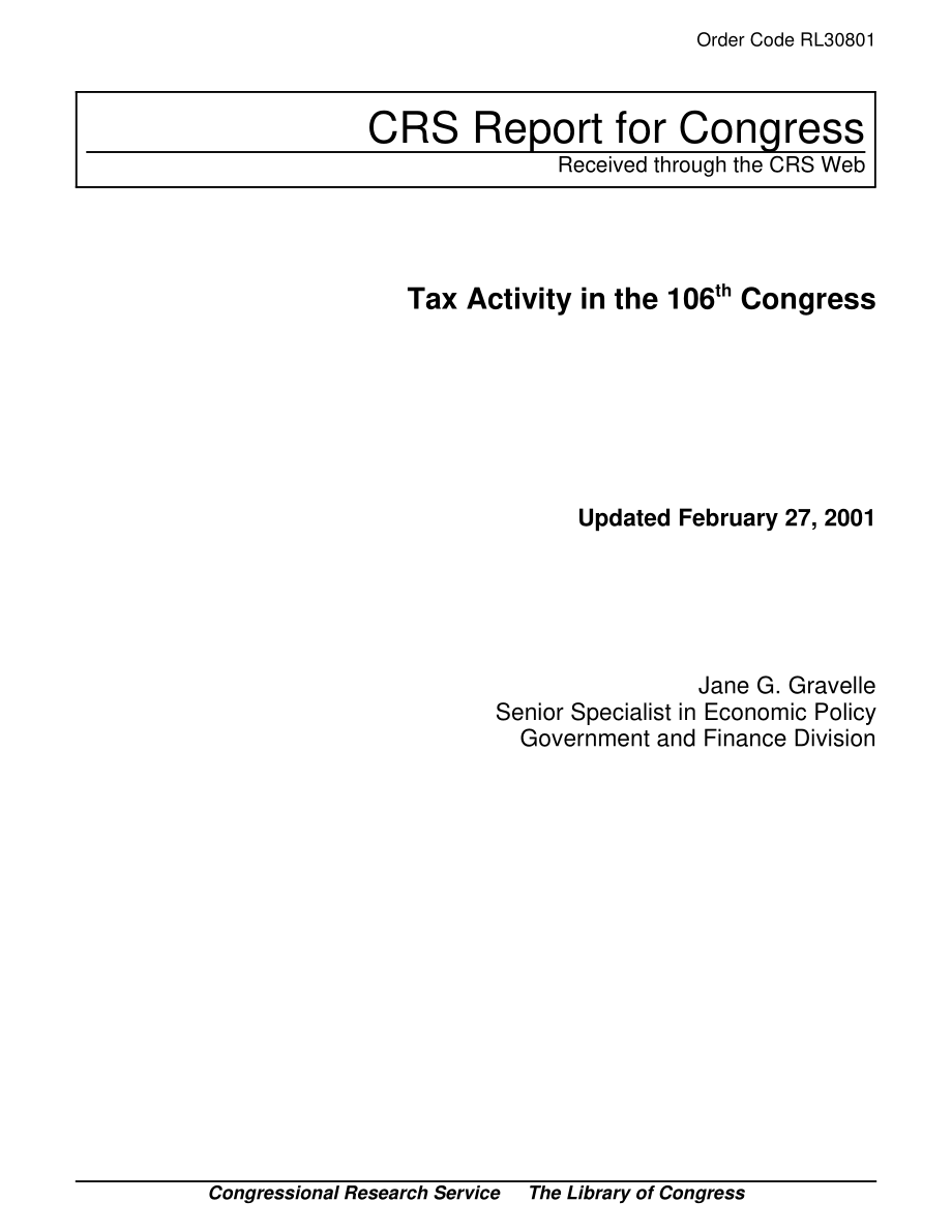 [20010227]RL30801_第106届国会的税收活动.pdf_第1页