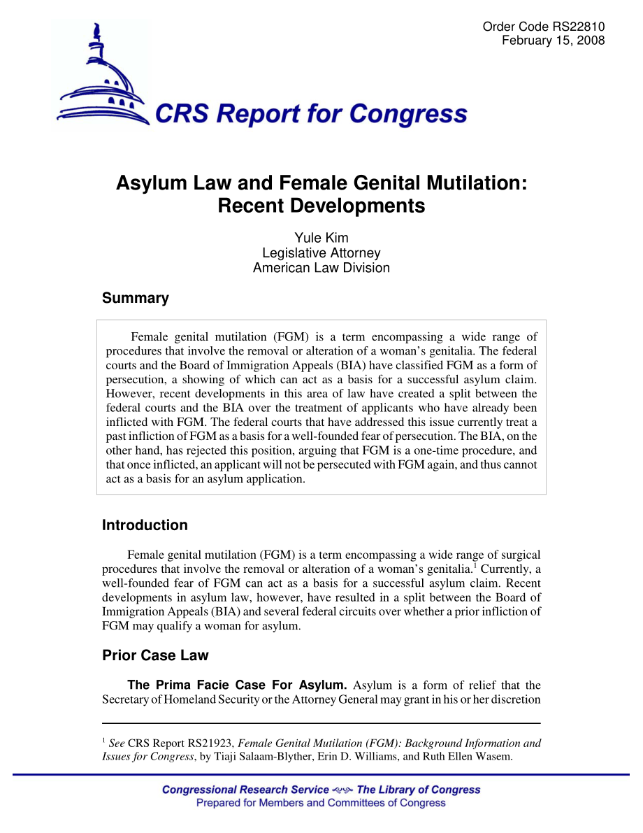 [20080215]RS22810_庇护法和切割女性生殖器：最近的事态发展.pdf_第1页