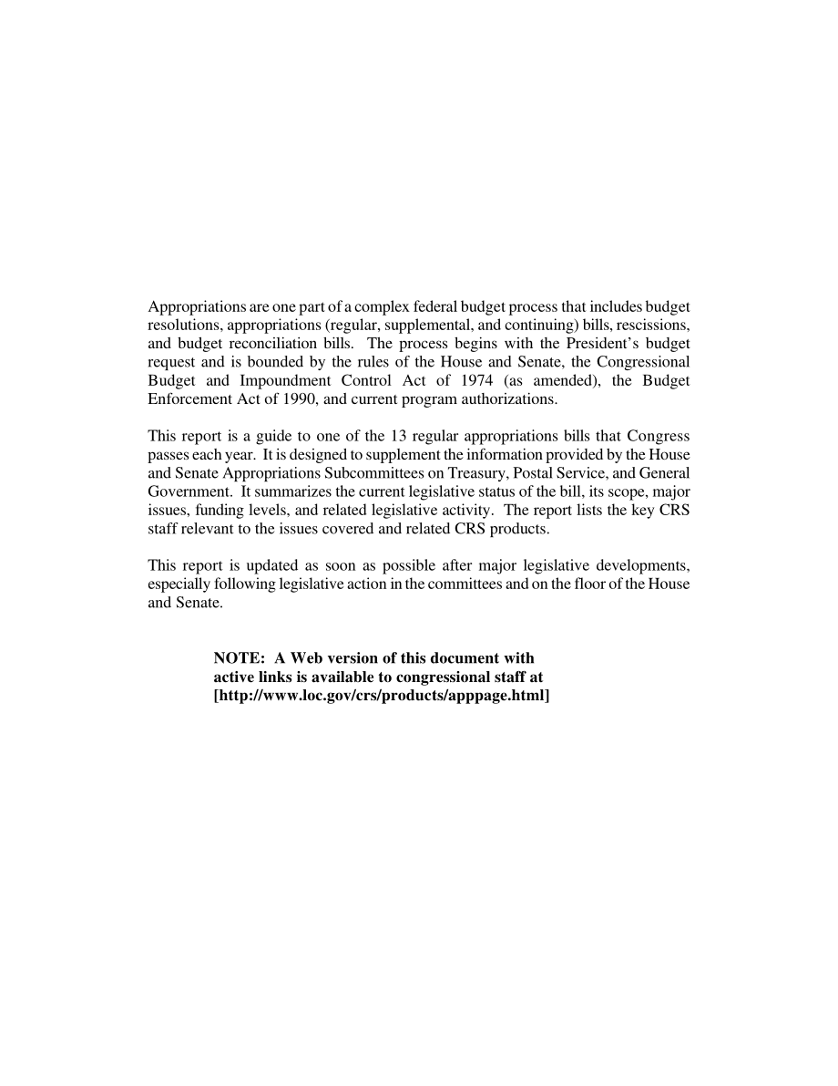 [20010129]RL30502_2001财年拨款：财政部、邮政局、总统办公厅和一般政府.pdf_第2页