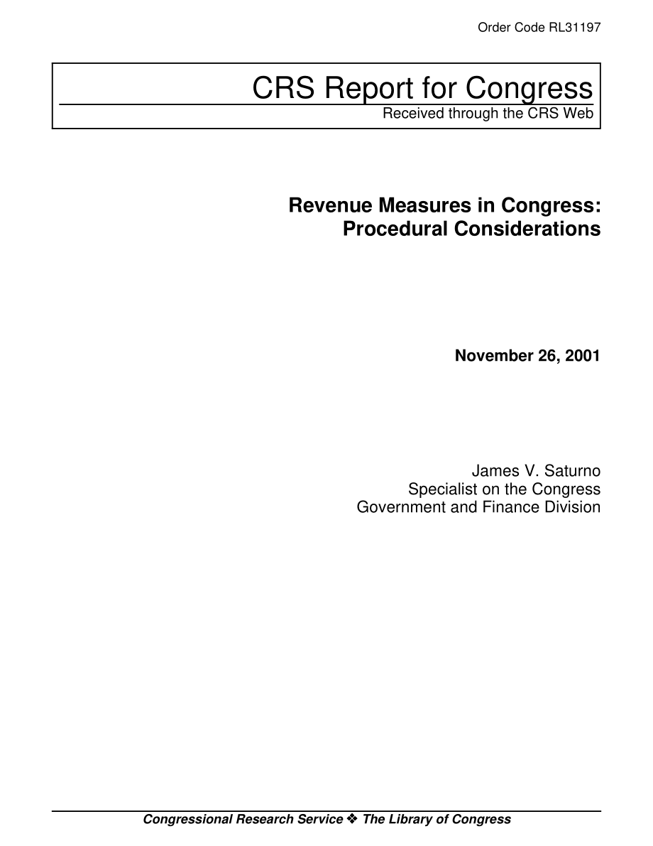 [20011126]RL31197_国会的税收措施：程序方面的考虑.pdf_第1页