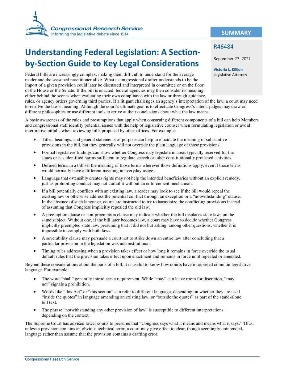 [20210927]R46484_了解联邦立法：关键法律考虑的逐节指南.pdf_第2页