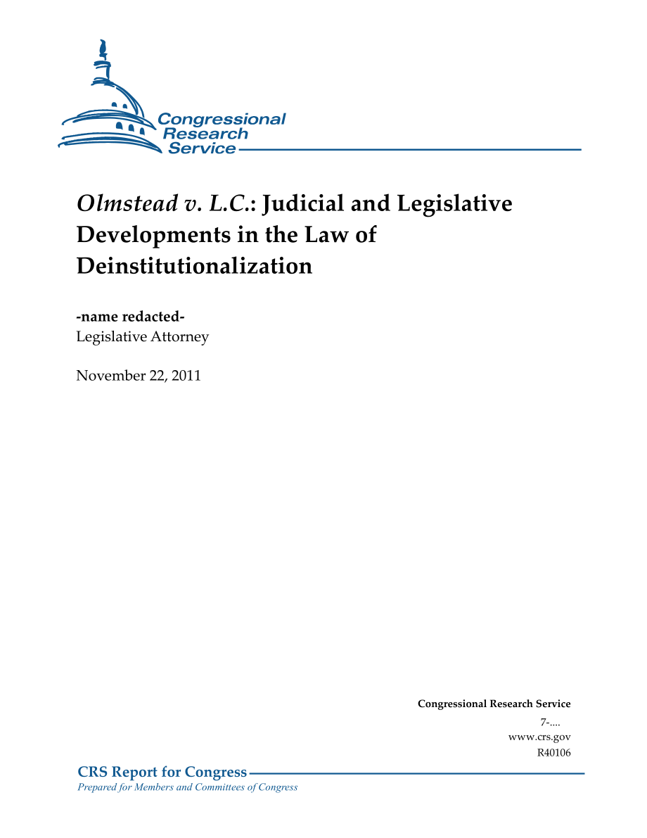 [20111122]R40106_Olmstead v.L.C.：非宪法化法律的司法和立法发展.pdf_第1页
