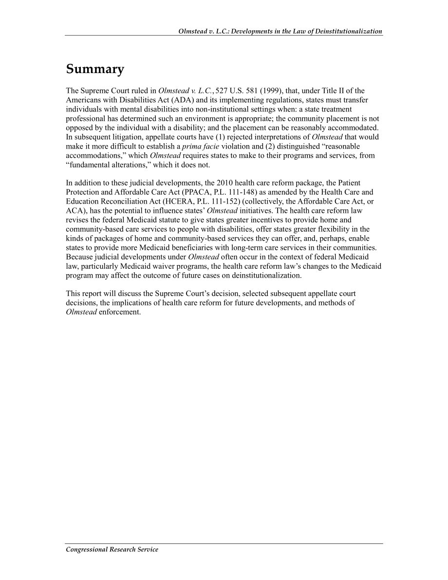 [20111122]R40106_Olmstead v.L.C.：非宪法化法律的司法和立法发展.pdf_第2页