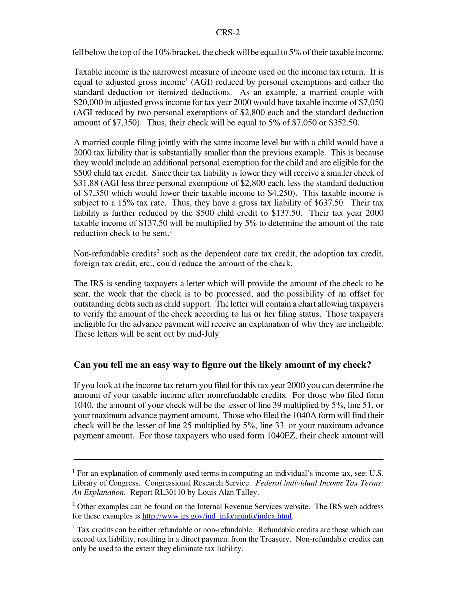 [20010620]RS20926_2001年“退税”：关于税率减免税收抵免的常见问题.pdf_第2页