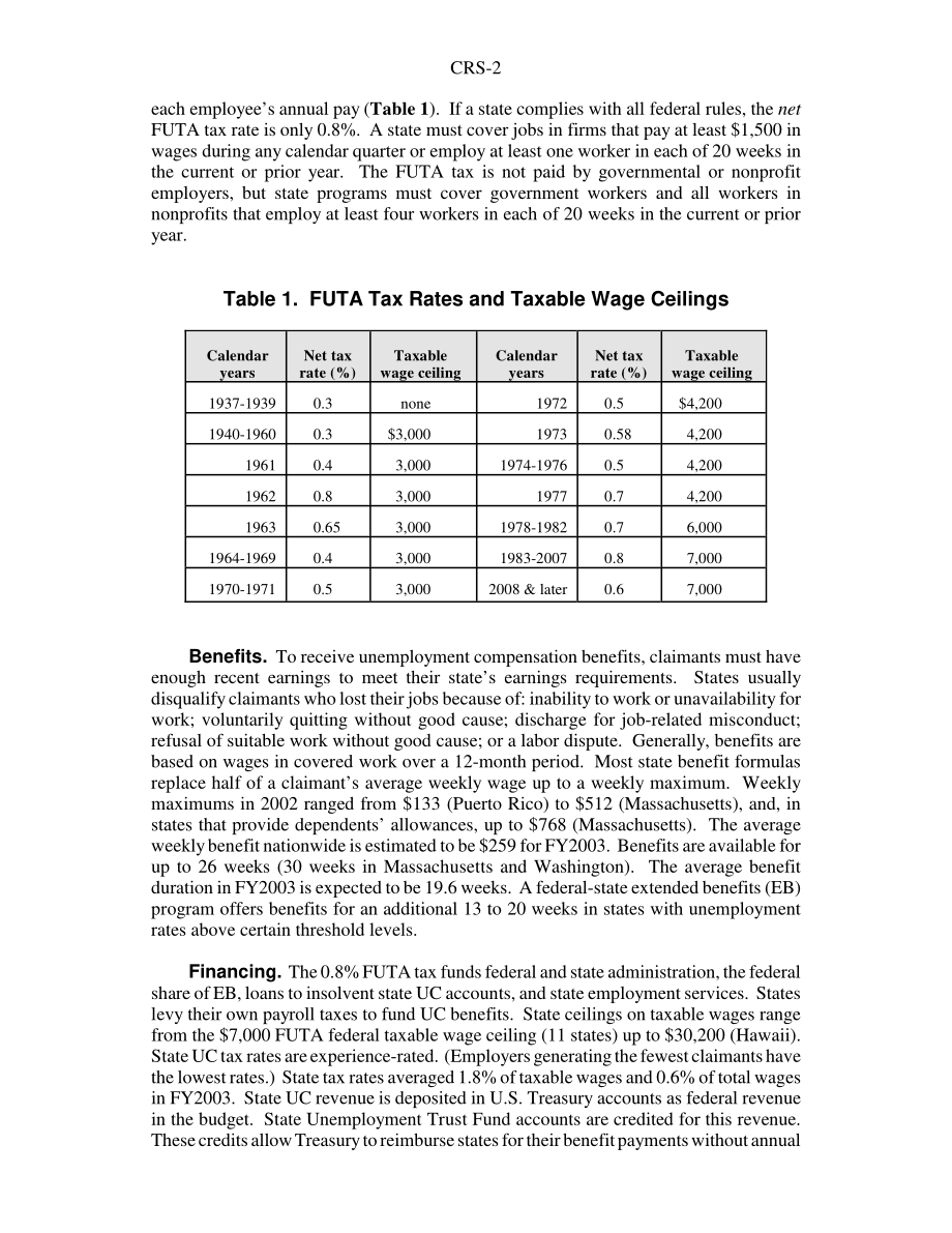 [20030728]95-742EPW_失业救济金：第108届国会的立法问题.pdf_第2页
