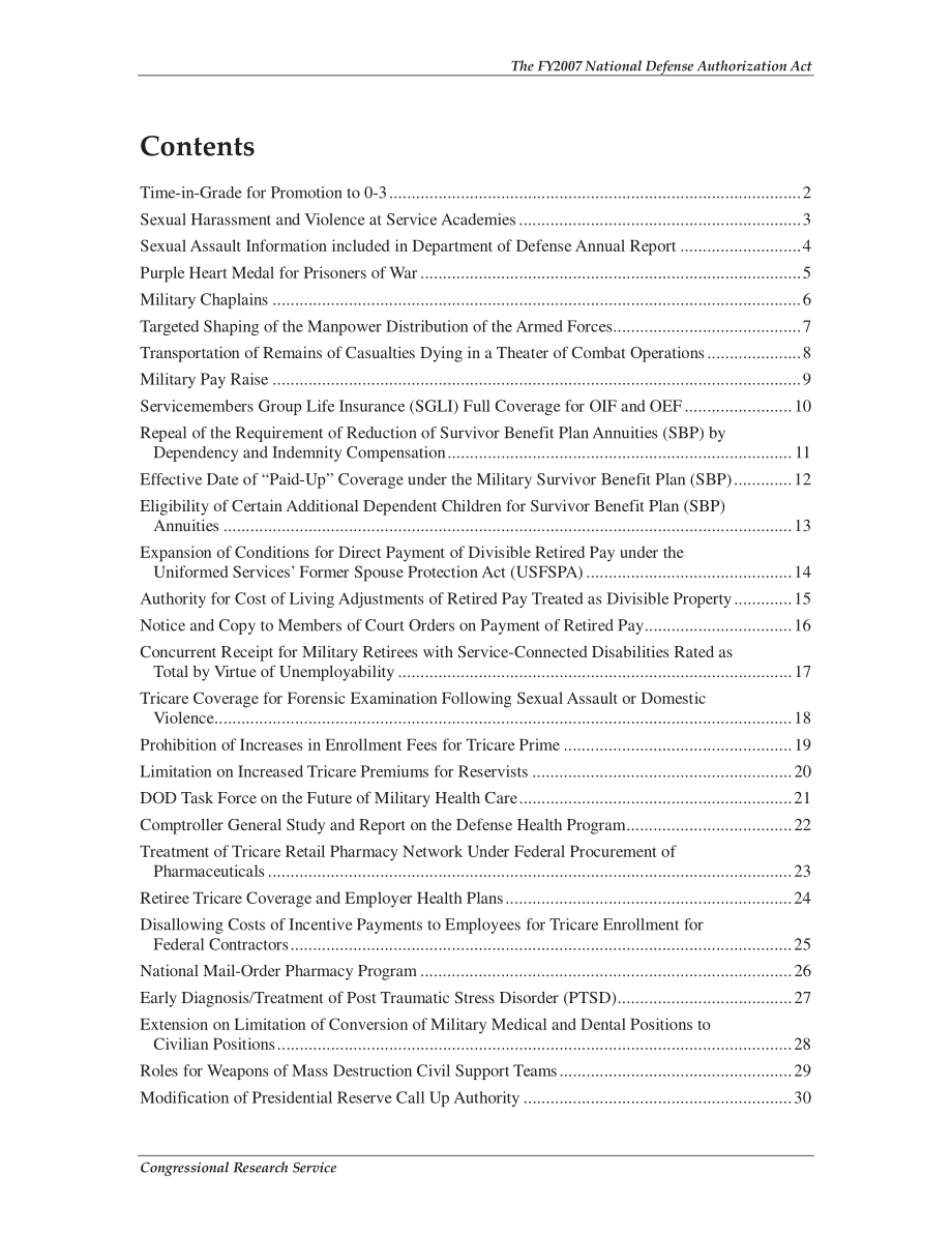 [20061018]RL33571_2007财年国防授权法案：选定的军事人员政策问题.pdf_第3页