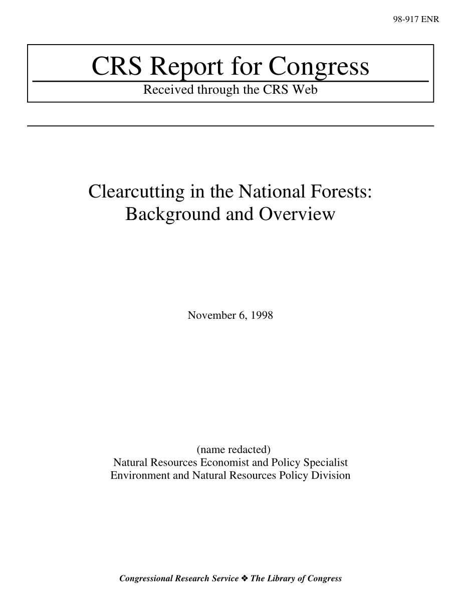 [19981106]98-917_国家森林的采伐：背景和概述.pdf_第1页