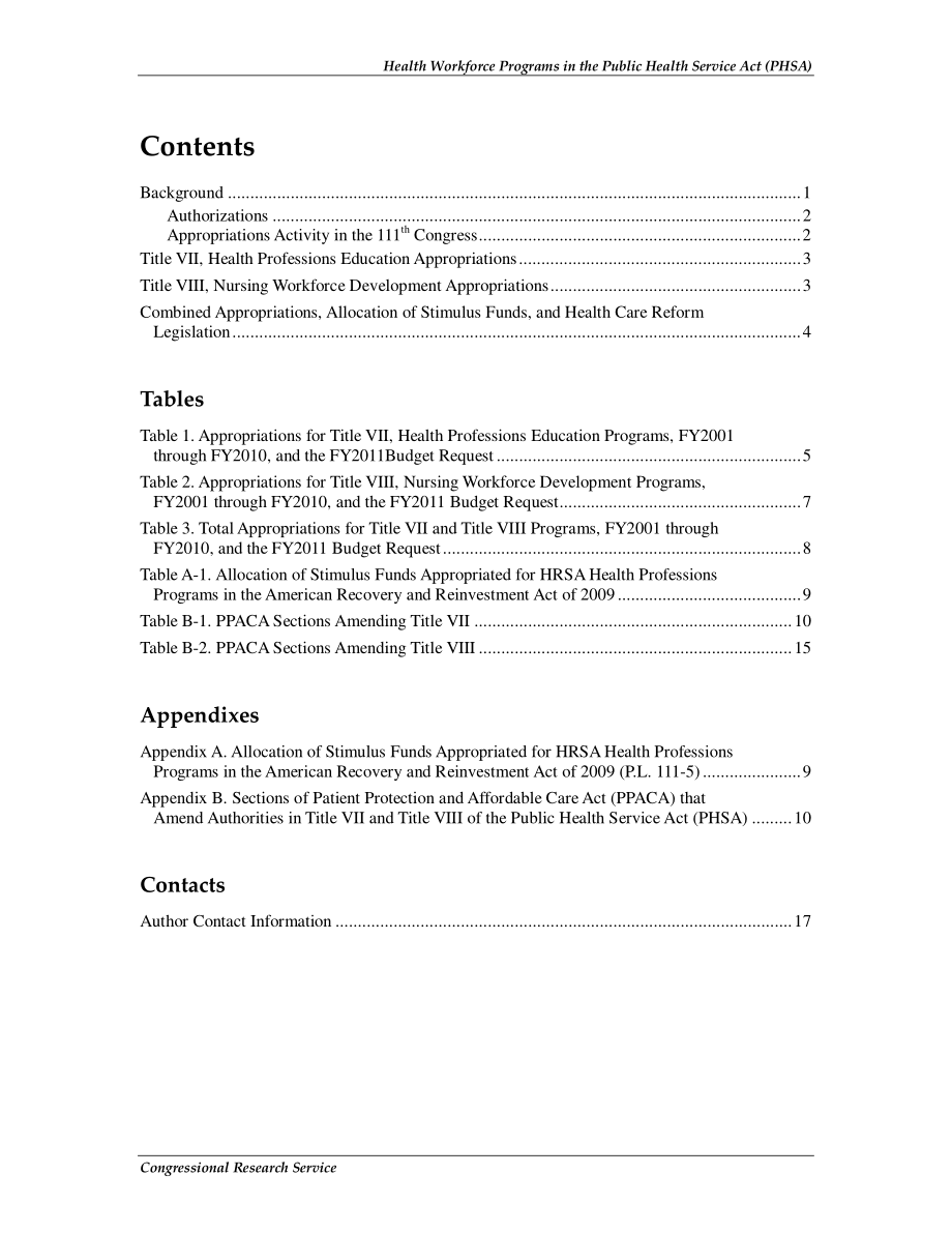 [20100716]RS22438_《公共卫生服务法》（PHSA）中的卫生劳动力计划：2001-2011财年拨款历史记录.pdf_第3页