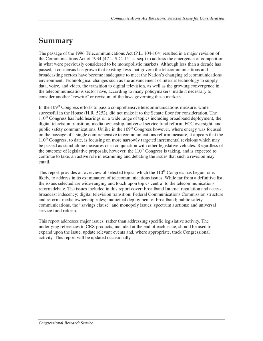 [20080910]RL32949_通信法修订：供审议的选定问题.pdf_第2页