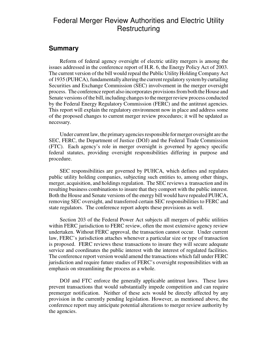 [20040123]RL32133_联邦合并审查机构和电力公司重组.pdf_第2页