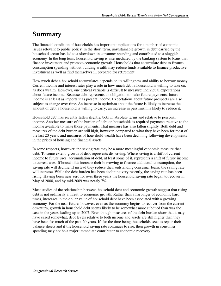 [20090810]R40765_家庭债务：近期趋势和潜在后果.pdf_第2页