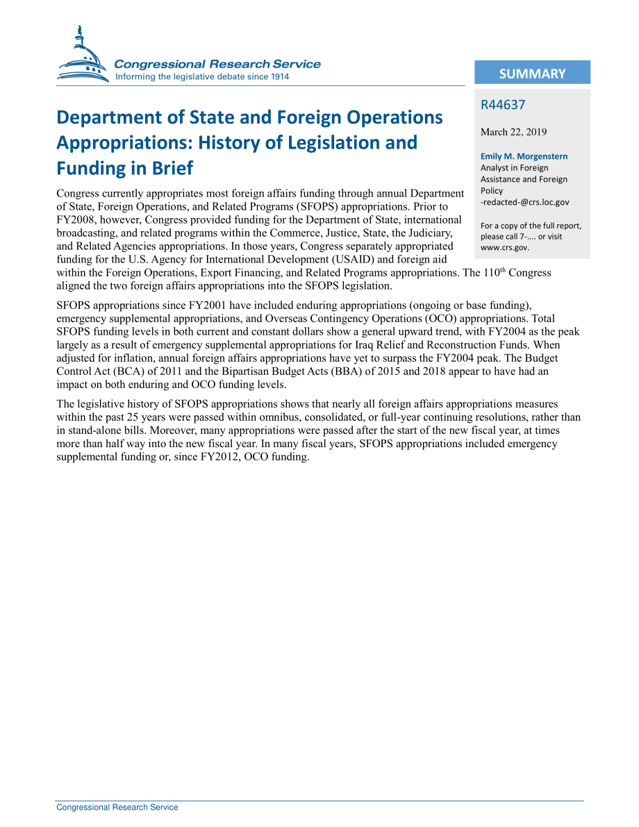 [20190322]R44637_国务院和外国业务拨款：立法和资金简史.pdf_第2页