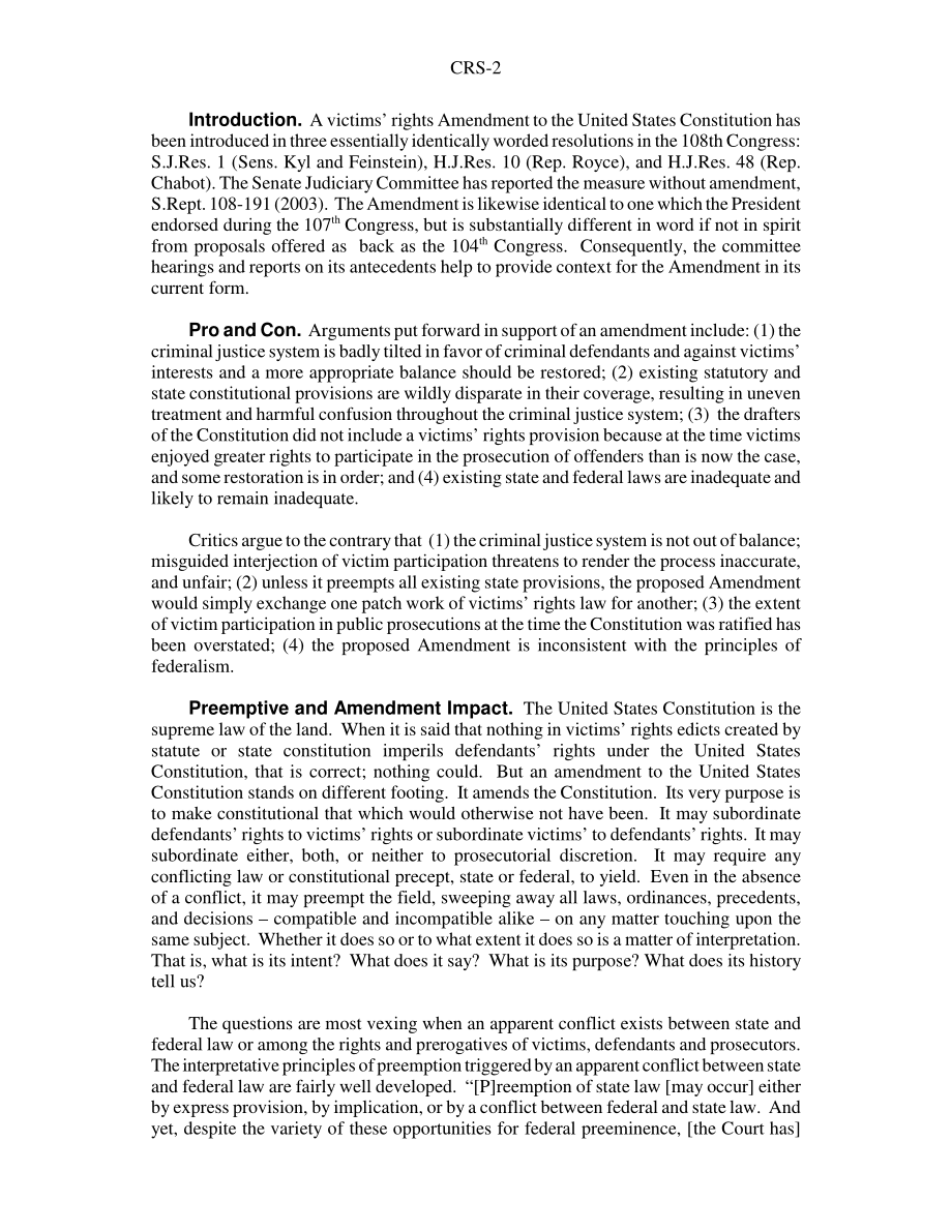 [20040416]RS21434_受害者权利修正案：第108届国会修改美国宪法的提案概要.pdf_第2页
