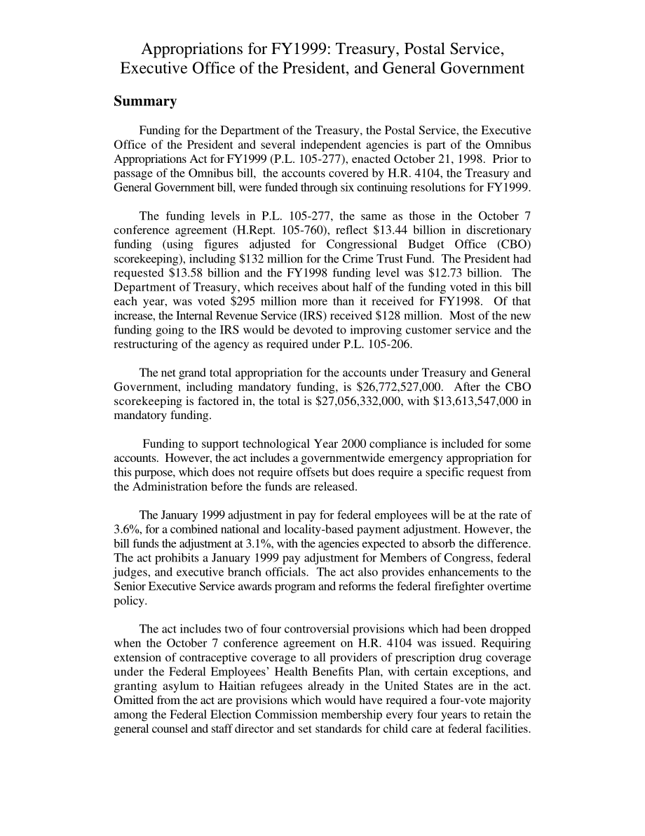 [19981026]98-202_Appropriations for FY 1999：财政部、邮政局、总统办公厅和一般政府.pdf_第3页