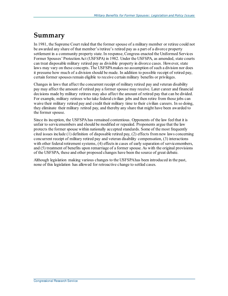 [20210520]RL31663_前配偶的军事福利：立法和政策问题.pdf_第2页