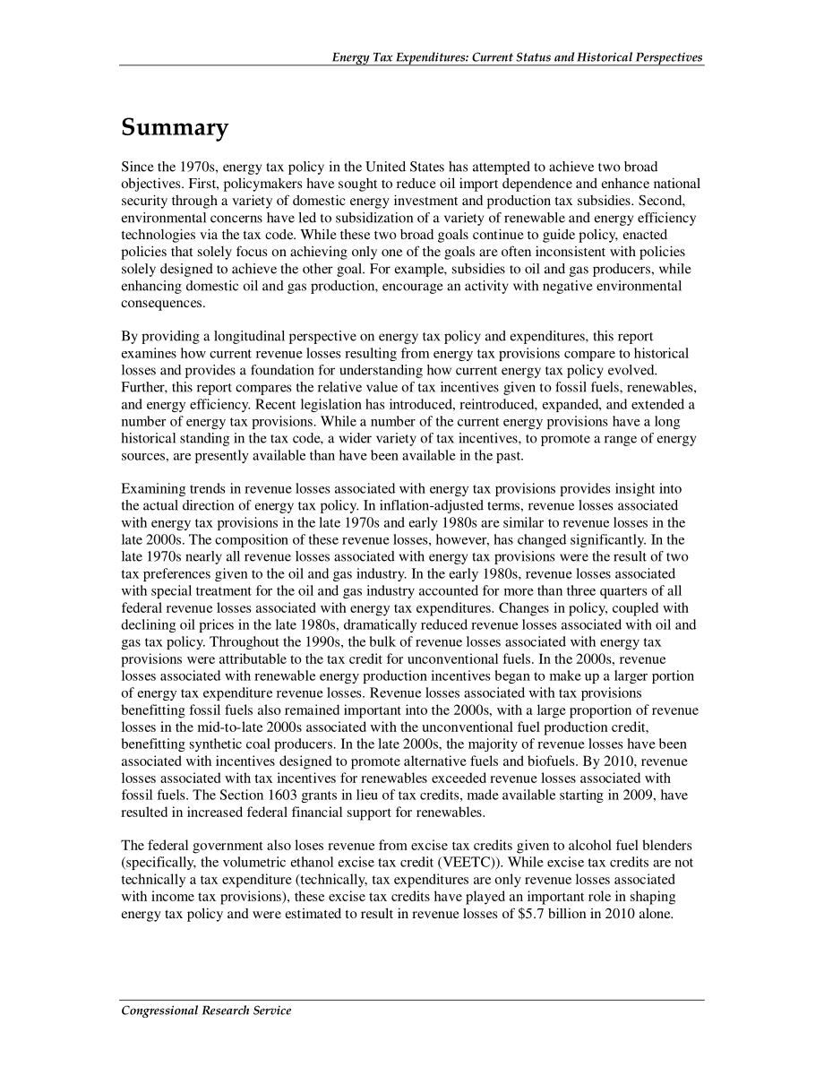 [20110502]R41227_能源税政策：能源税支出的历史观点和现状.pdf_第2页