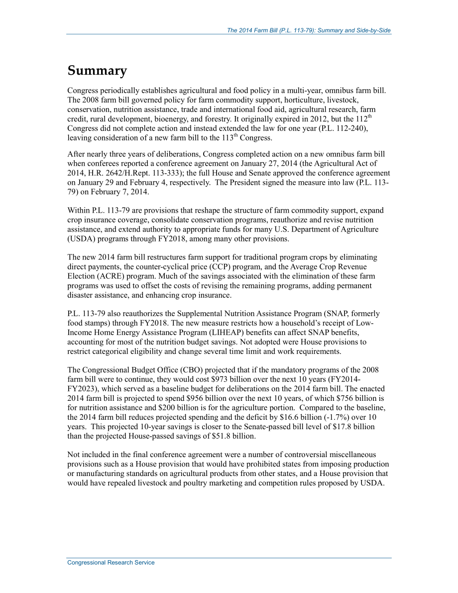 [20140212]R43076_2014年农业法案（P.L.113-79) 总结和并列.pdf_第2页