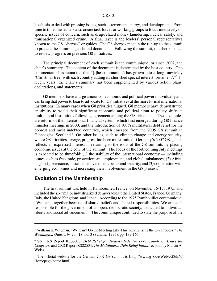 [20070329]RS22403_八国集团首脑会议：演变和可能的改革.pdf_第3页