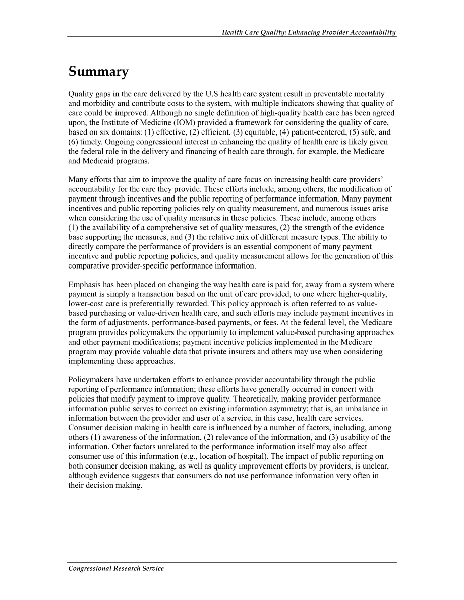 [20120209]R42347_医疗质量：通过支付奖励和公开报告加强供应商责任.pdf_第2页