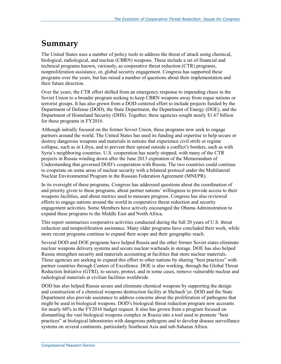 [20151123]R43143_合作减少威胁的演变：国会议题.pdf_第2页