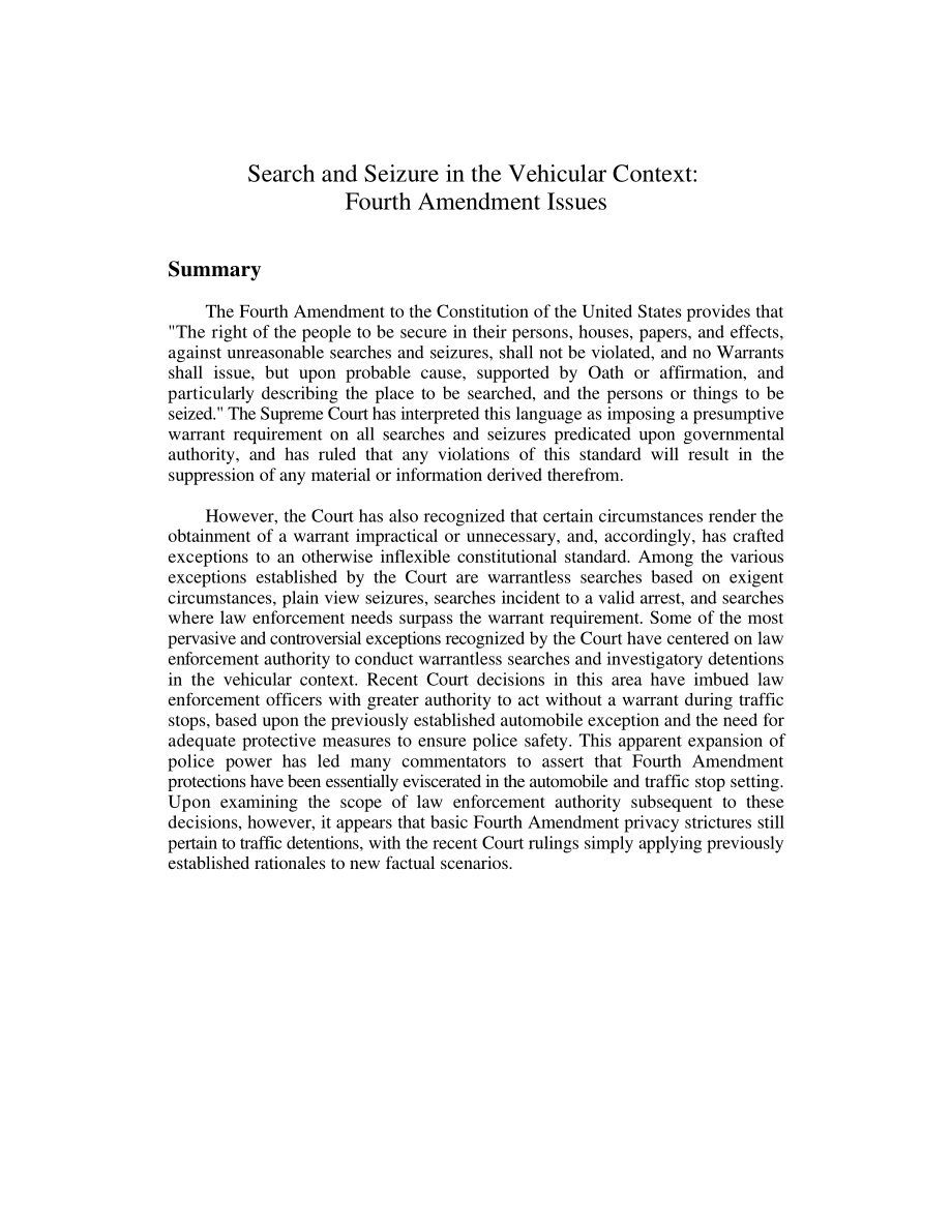 [19990915]RL30316_Search and Seizure in the Vehicular Context Fourth Amendment Issues.pdf_第3页