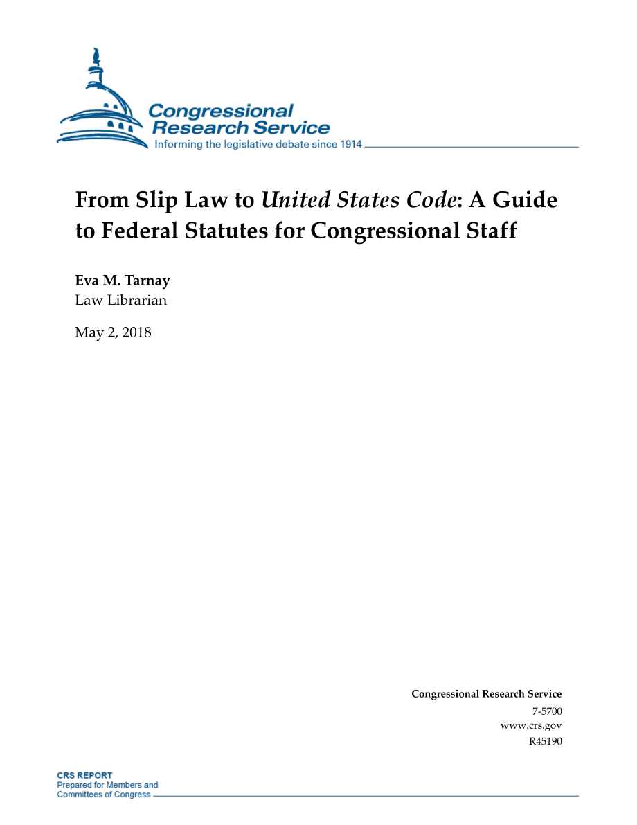 [20180502]RL45190_从滑移法到美国法典：国会工作人员联邦法规指南.pdf_第1页