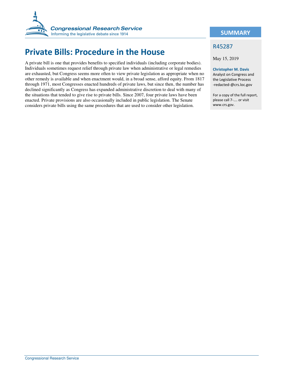 [20190515]R45287_私人法案：内部程序.pdf_第2页