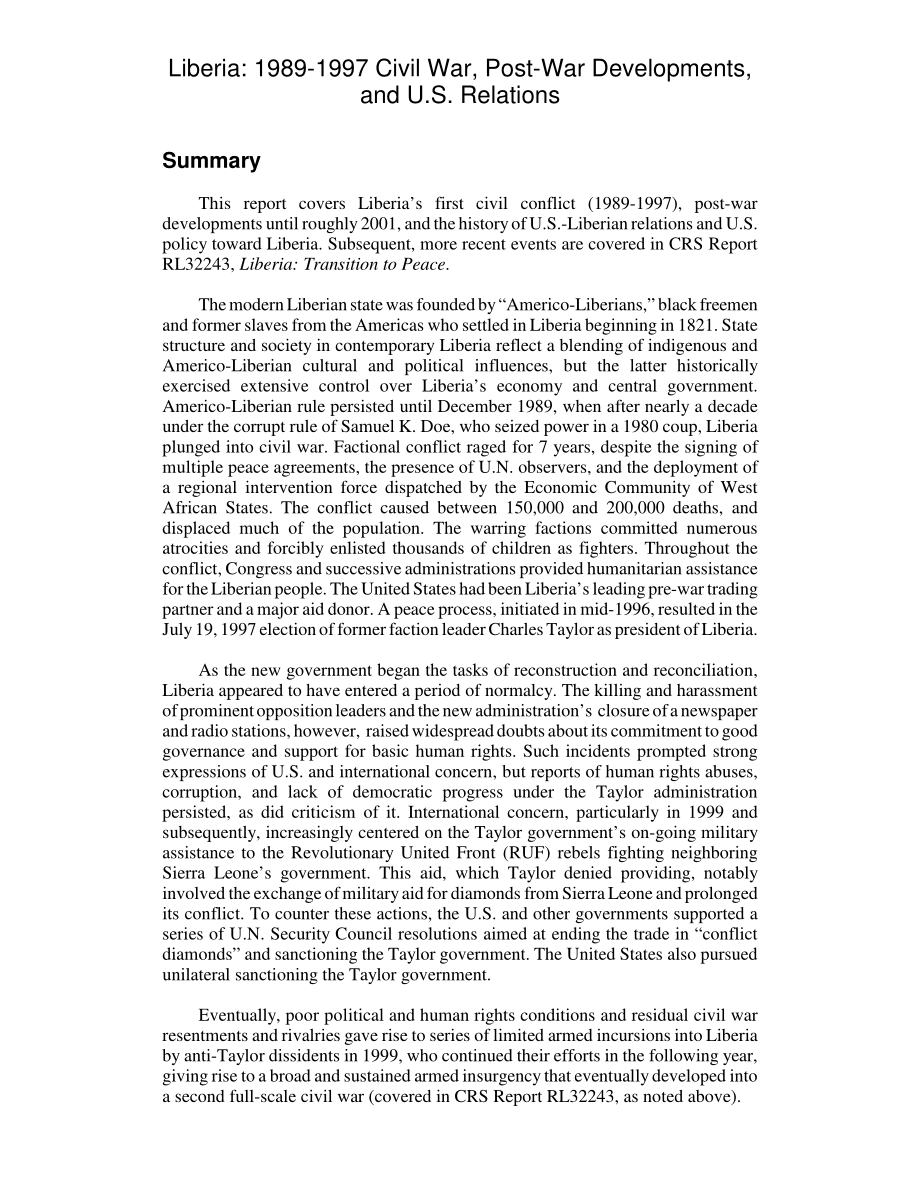 [20031231]RL30933_利比里亚：1989-1997年内战、战后发展和美国关系.pdf_第2页