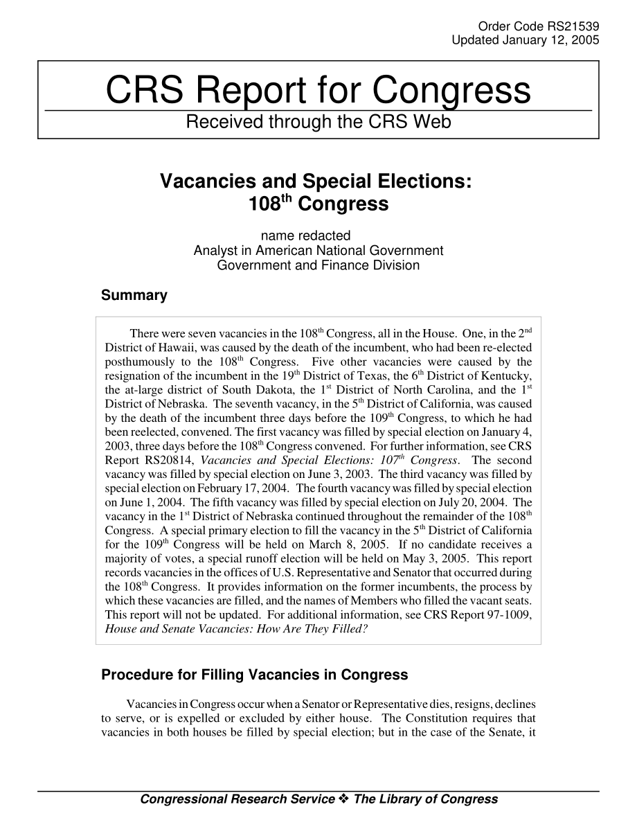 [20050112]RS21539_空缺和特别选举：第108届大会.pdf_第1页