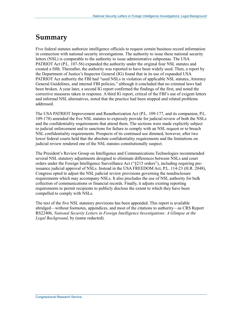[20150730]RL33320_外国情报调查中的国家安全信函：法律背景.pdf_第2页