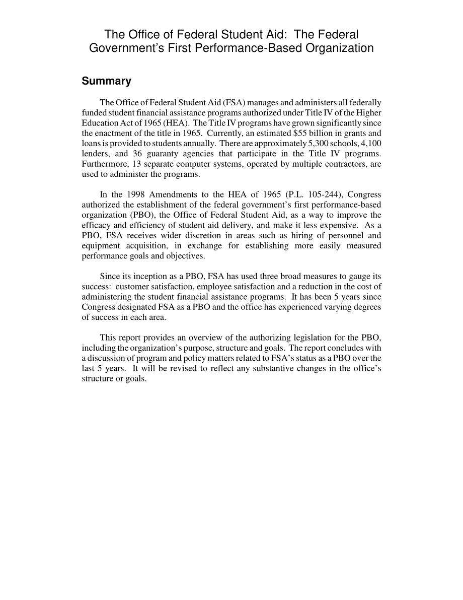 [20031002]RL32098_联邦学生援助办公室：联邦政府第一个基于绩效的组织.pdf_第2页