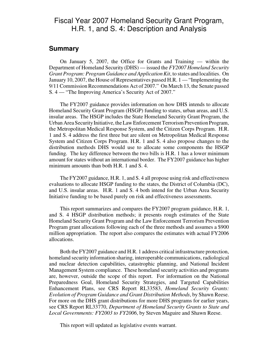 [20070417]RL33859_2007财政年度国土安全拨款计划H.R.第1节和第4节：描述和分析.pdf_第2页