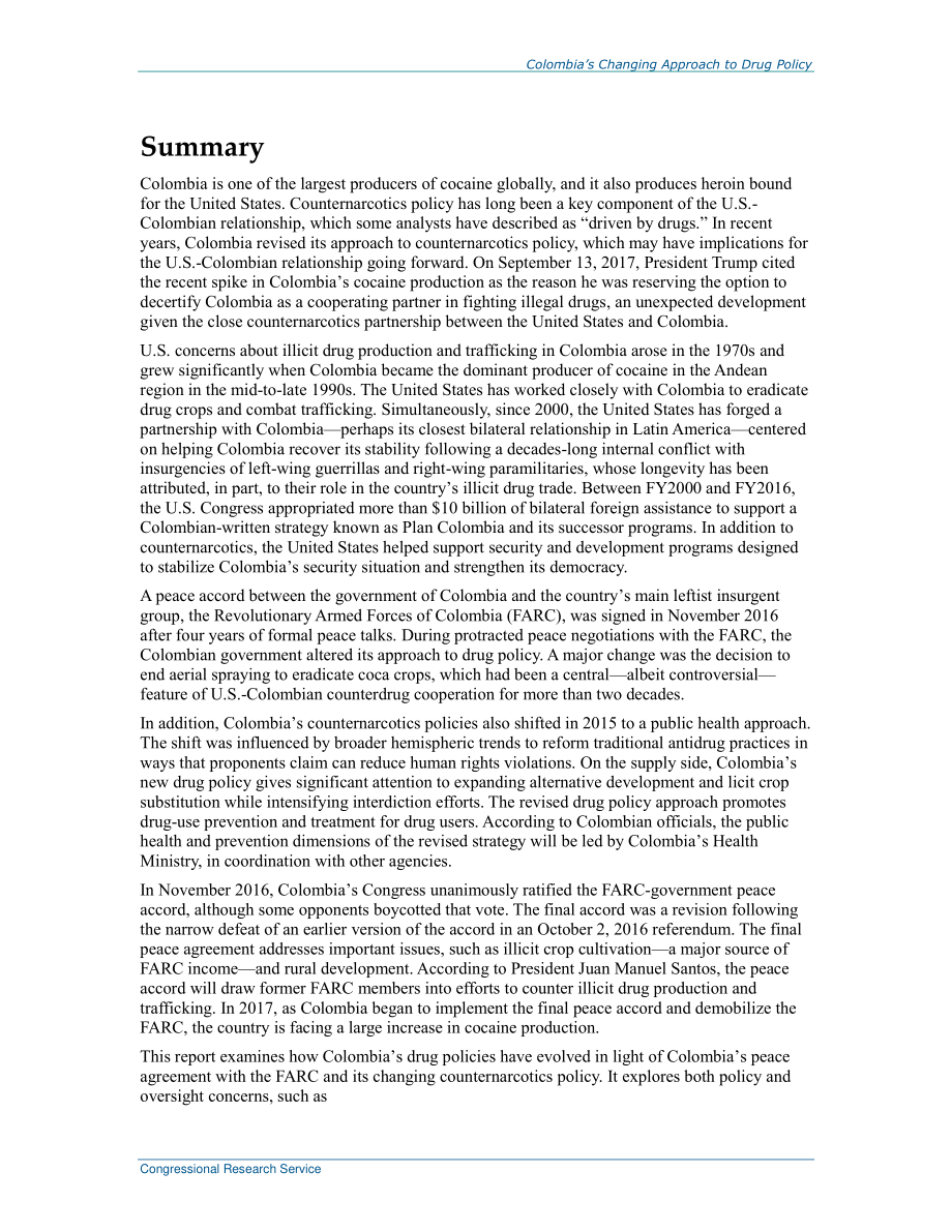 [20171130]R44779_哥伦比亚不断变化的毒品政策方针.pdf_第2页