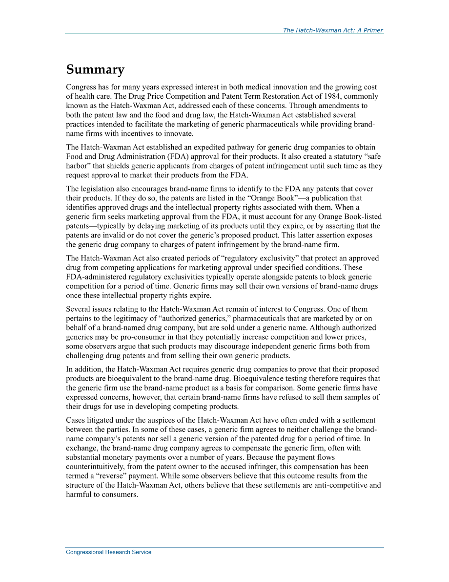 [20160928]R44643_哈奇-瓦克斯曼法案：基础.pdf_第2页