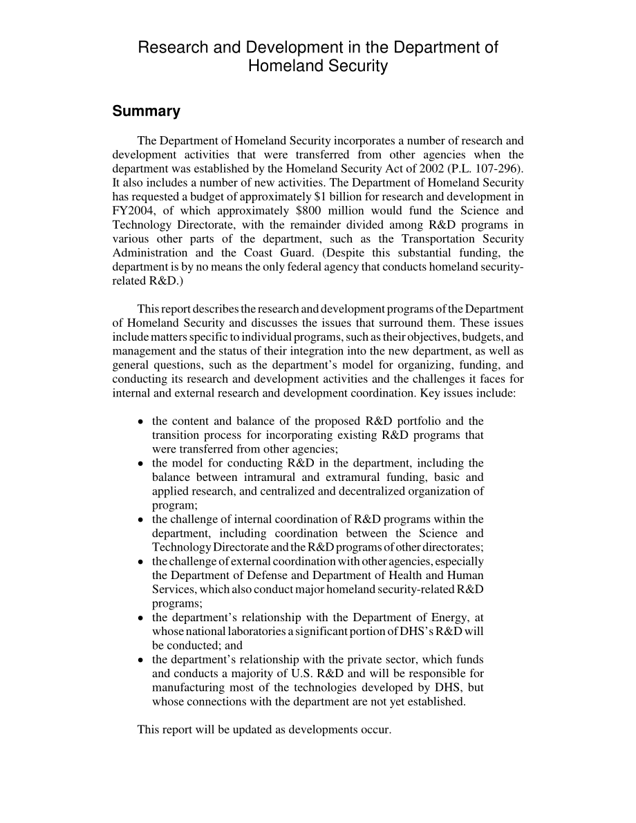[20030620]RL31914_国土安全部的研发.pdf_第2页