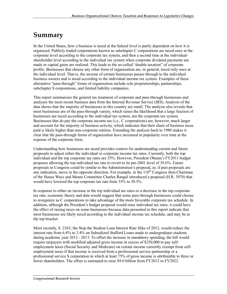 [20120426]R40748_业务组织选择：税收和对立法变化的回应.pdf_第2页