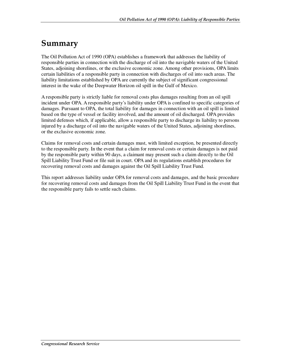 [20100602]R41266_1990年《石油污染法》（OPA）：责任方的责任.pdf_第2页