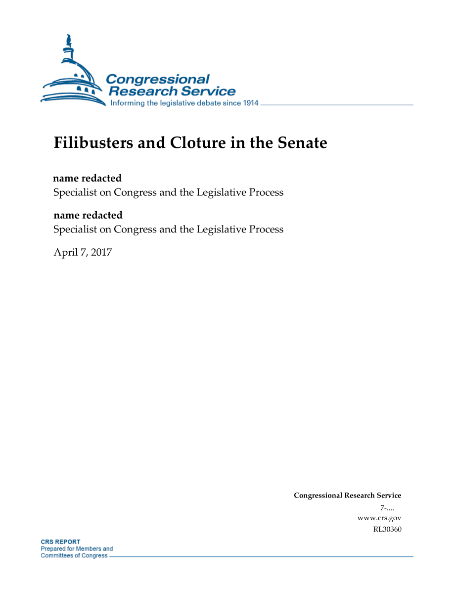 [20170407]RL30360_参议院的阻挠和阻挠.pdf_第1页