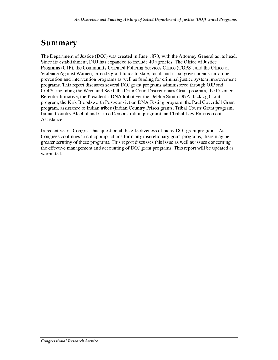 [20080116]RL33489_部分司法部（DOJ）拨款计划概述和资助历史.pdf_第2页
