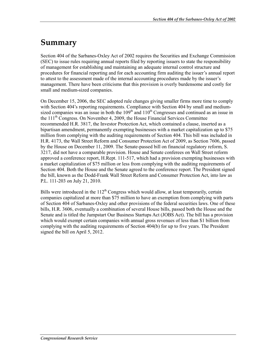 [20120405]RS22482_2002年萨班斯-奥克斯利法案第404节（内部控制管理评估）：当前的监管和国会的担忧.pdf_第2页