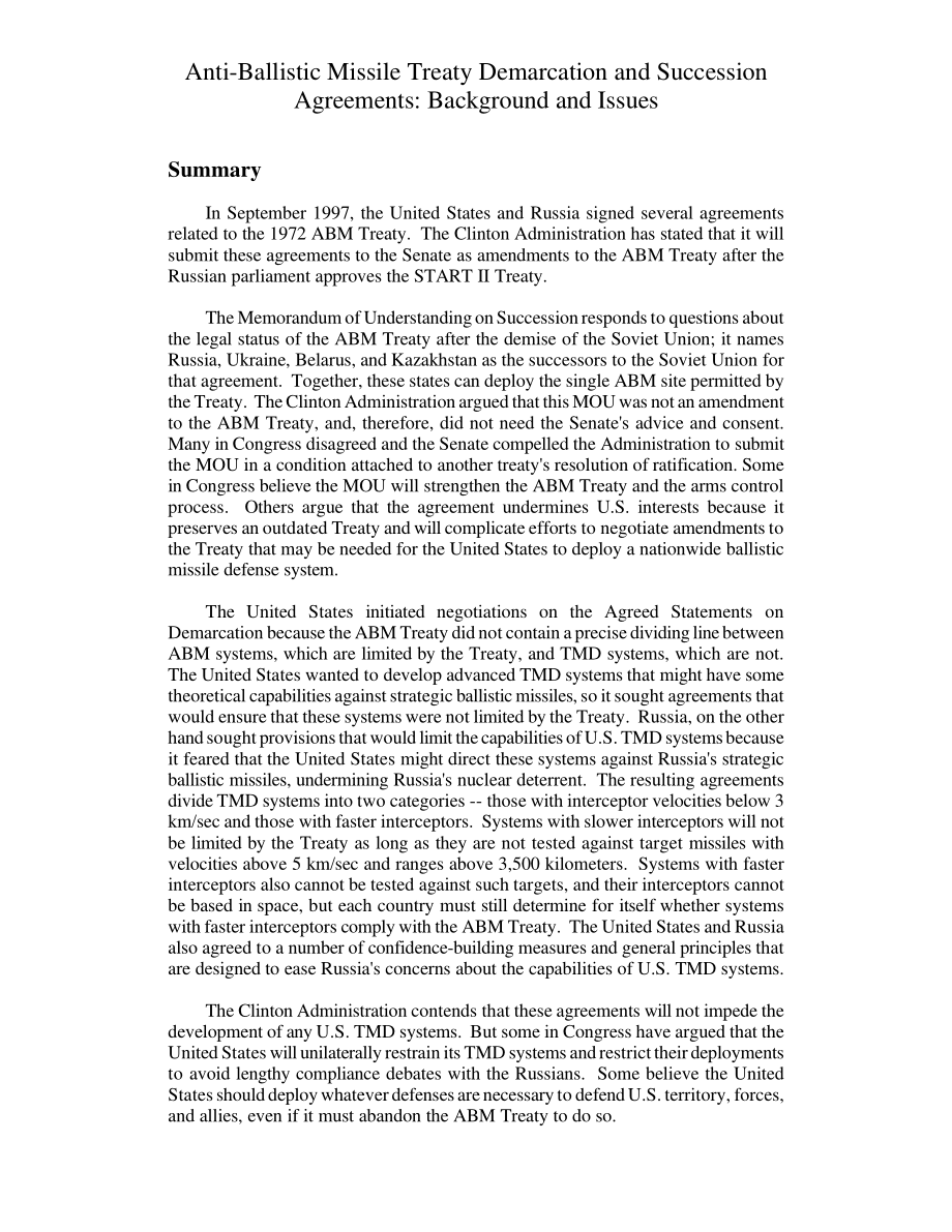 [20000427]98-496_《反弹道导弹条约》的划界和继承协议：背景和问题.pdf_第3页